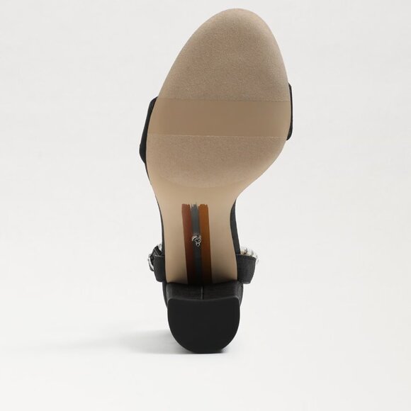 SAM EDELMAN Yanelli Pearl Embellished Satin Sandals in Black Satin Size US 5.5 - Picture 8 of 8